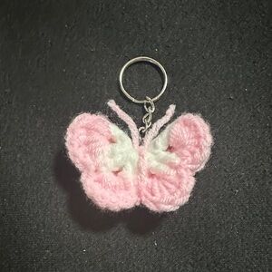 Delicate Pink and White Butterfly Keychain